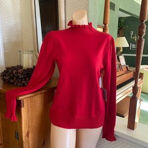 BEAUTIFUL RED, PUFF SHOULDER, MOCK NECK, CE CE SWEATER, NEW WITH TAGS SIZE M